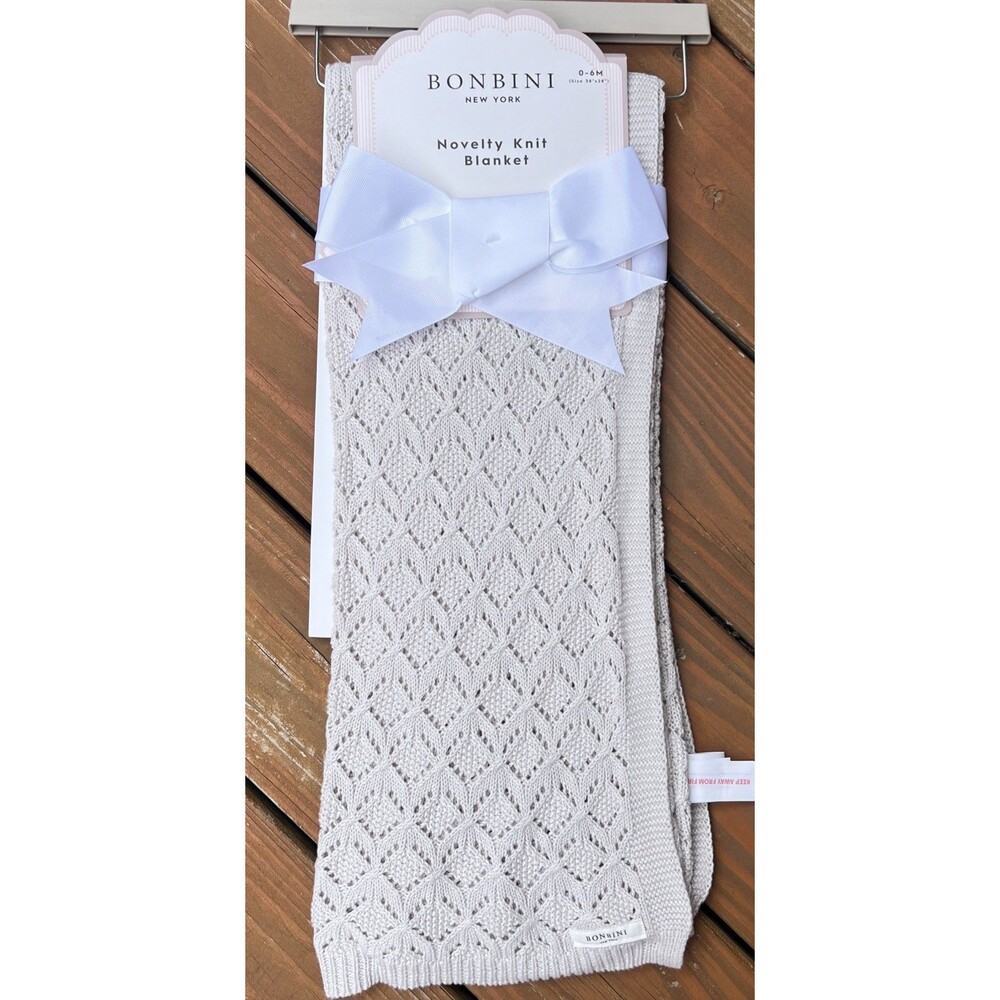 BONBINI New York Baby Blanket Crochet Novelty Knit Rayon Bamboo Natural Cotton